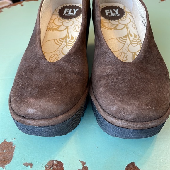 Fly London YAZ Wedge Shoes in Espresso Brown Suede, Size 37 Euro/6.5 US - Picture 9 of 13